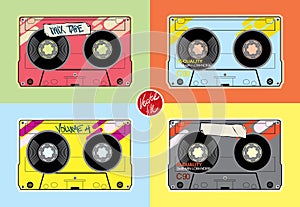 Vintage Cassettes. Flat designÃ¢â¬â stock illustration photo